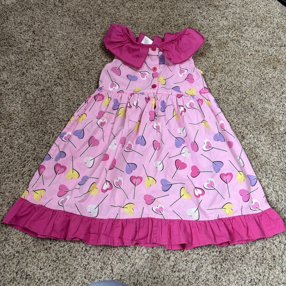 Blueberi Boulevard Girls Pink Candy Heart Ruffle 4T Party Dress Valentine Cotton - Picture 4 of 7